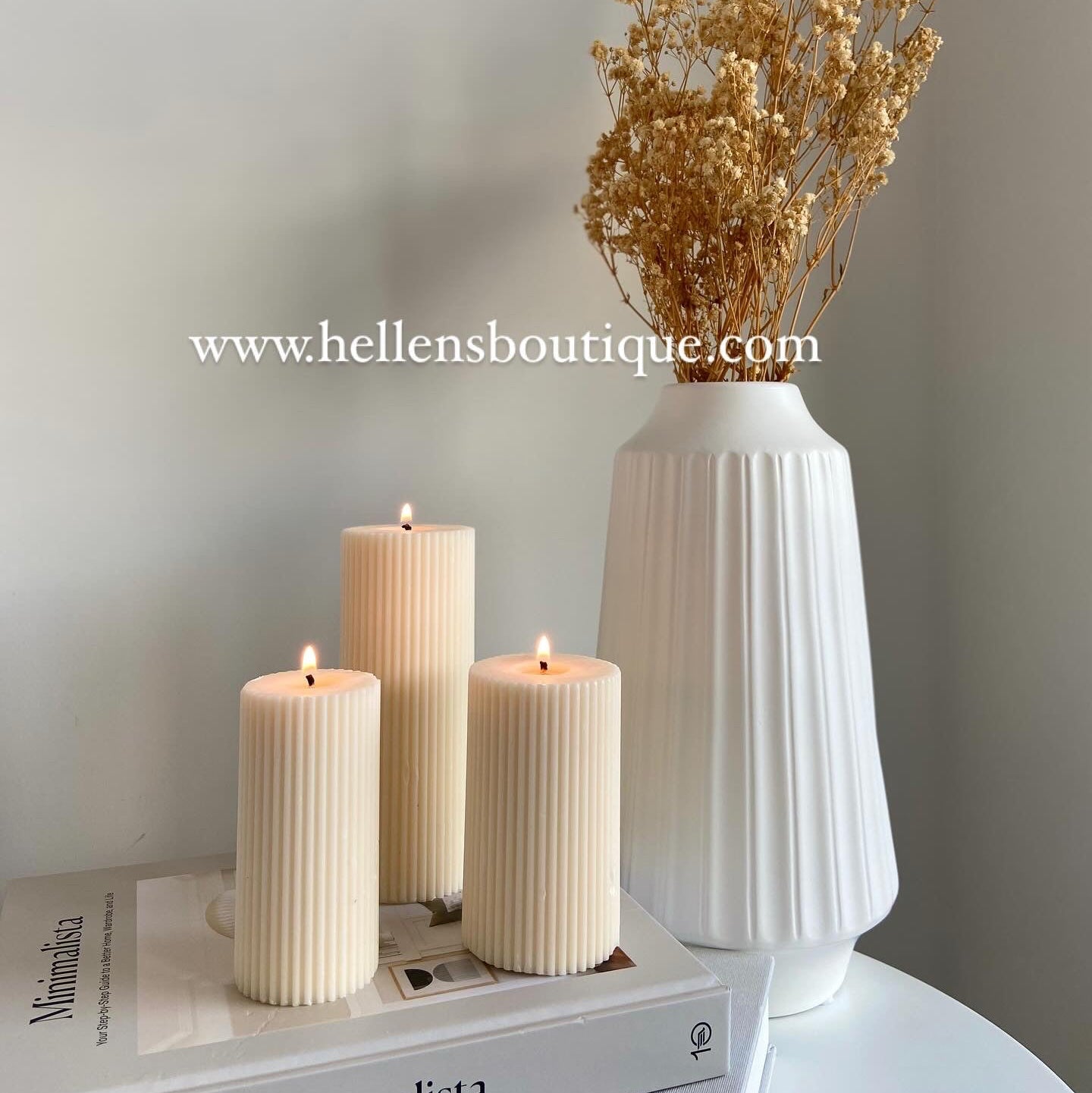 Luxury Ribbed Pillar Candles – Hellen's Boutique