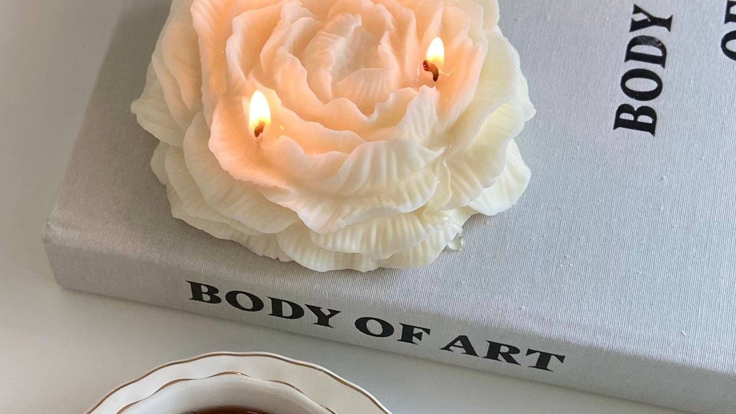 Large Peony Flower Candle